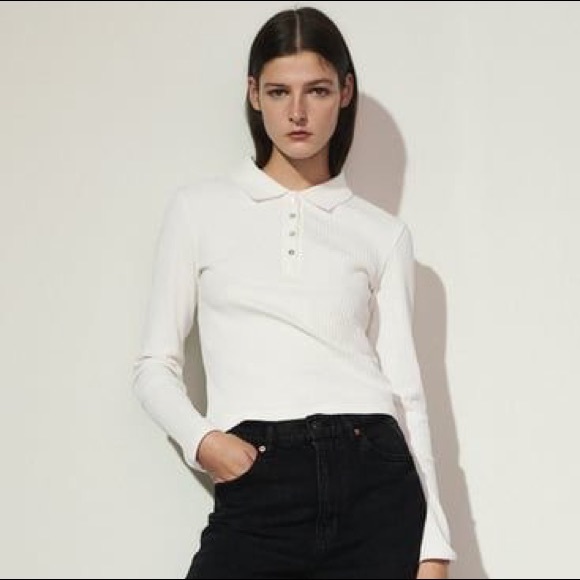 Zara Tops - Zara White Ribbed T-shirt